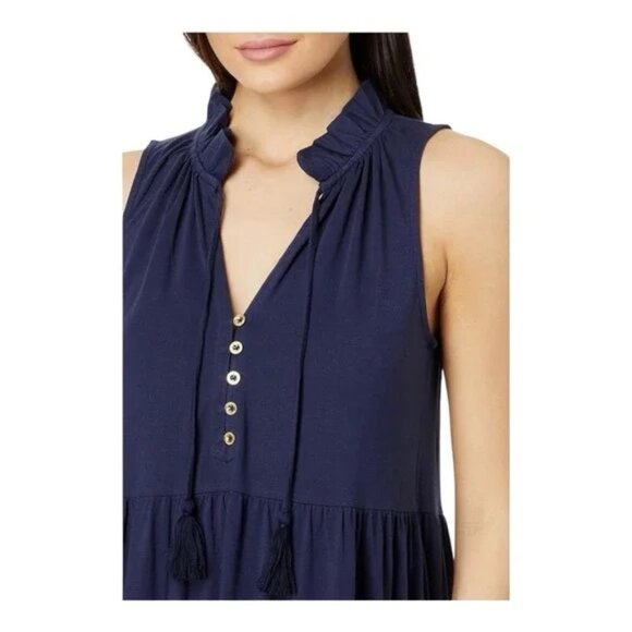 NEW NWOT Lilly Pulitzer Malone 100% Cotton Maxi Dress Navy Blue Size Small - Picture 2 of 4